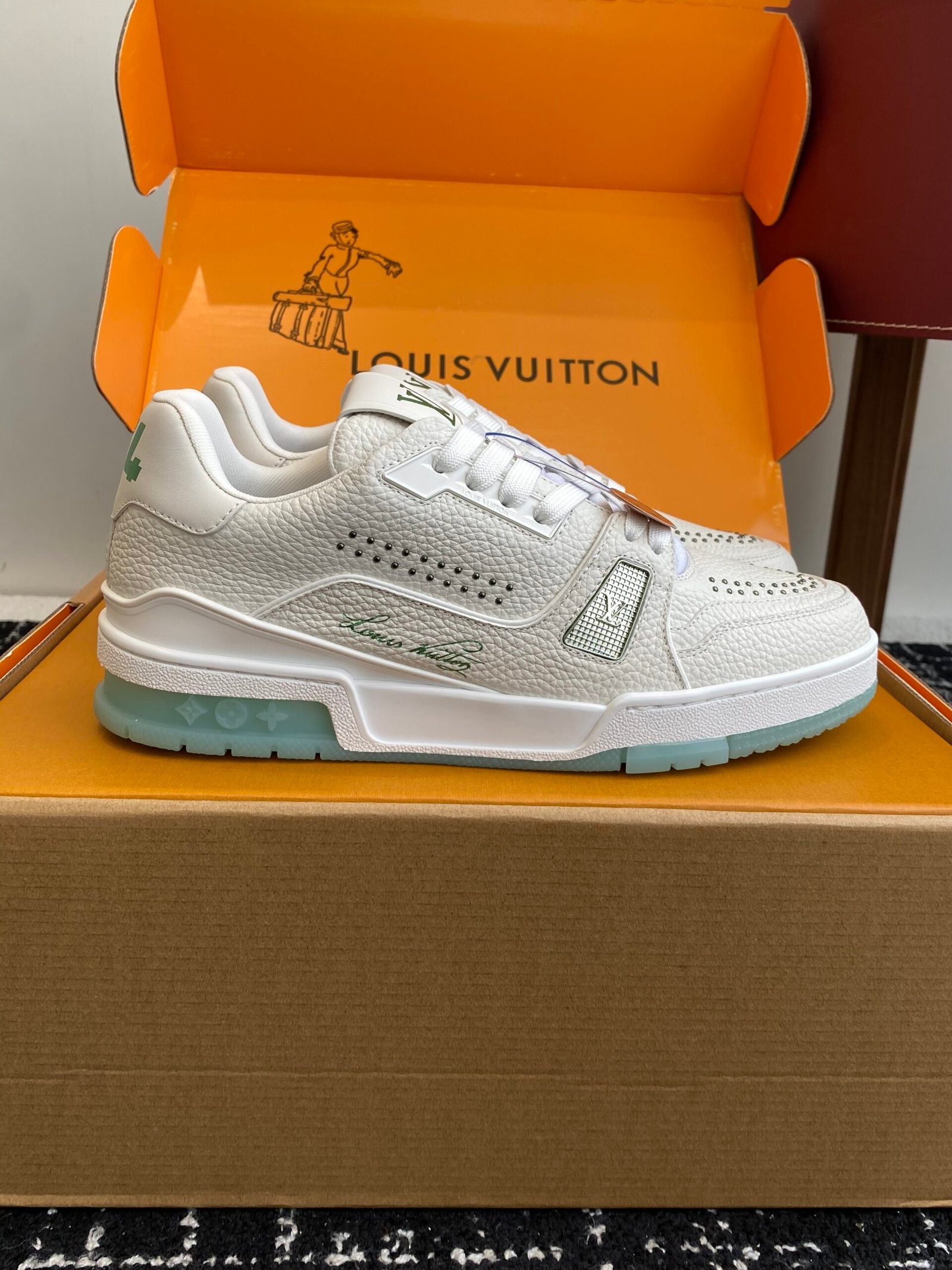 louis vuitton lv trainer sneakers mint groen