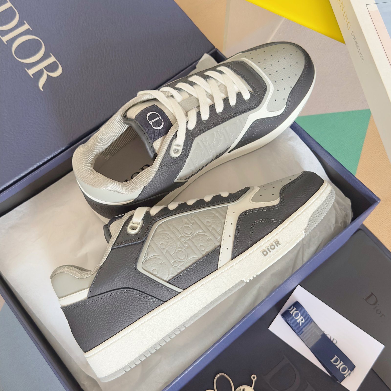 dior b27 low top zwart grijs