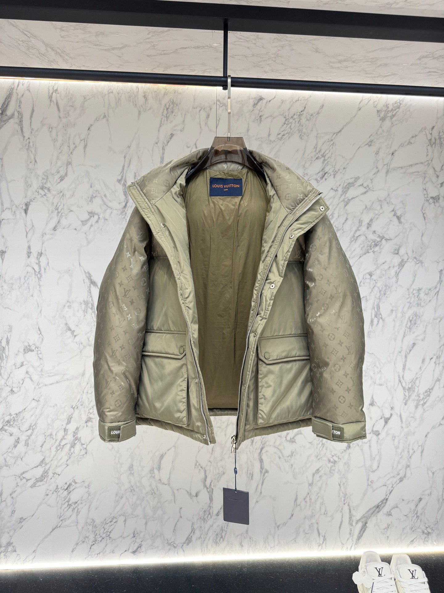 louis vuitton monogram down jacket in volcanic ash
