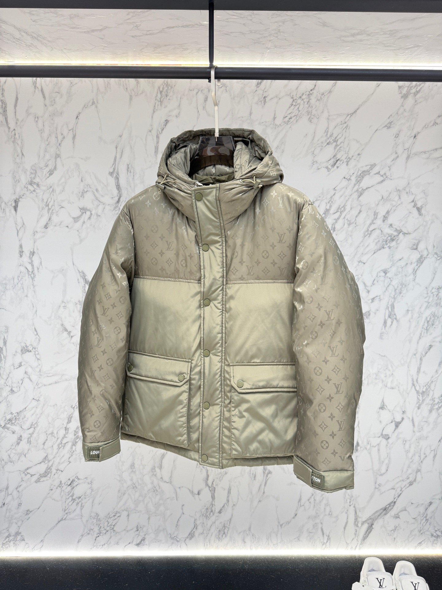 louis vuitton monogram down jacket in volcanic ash