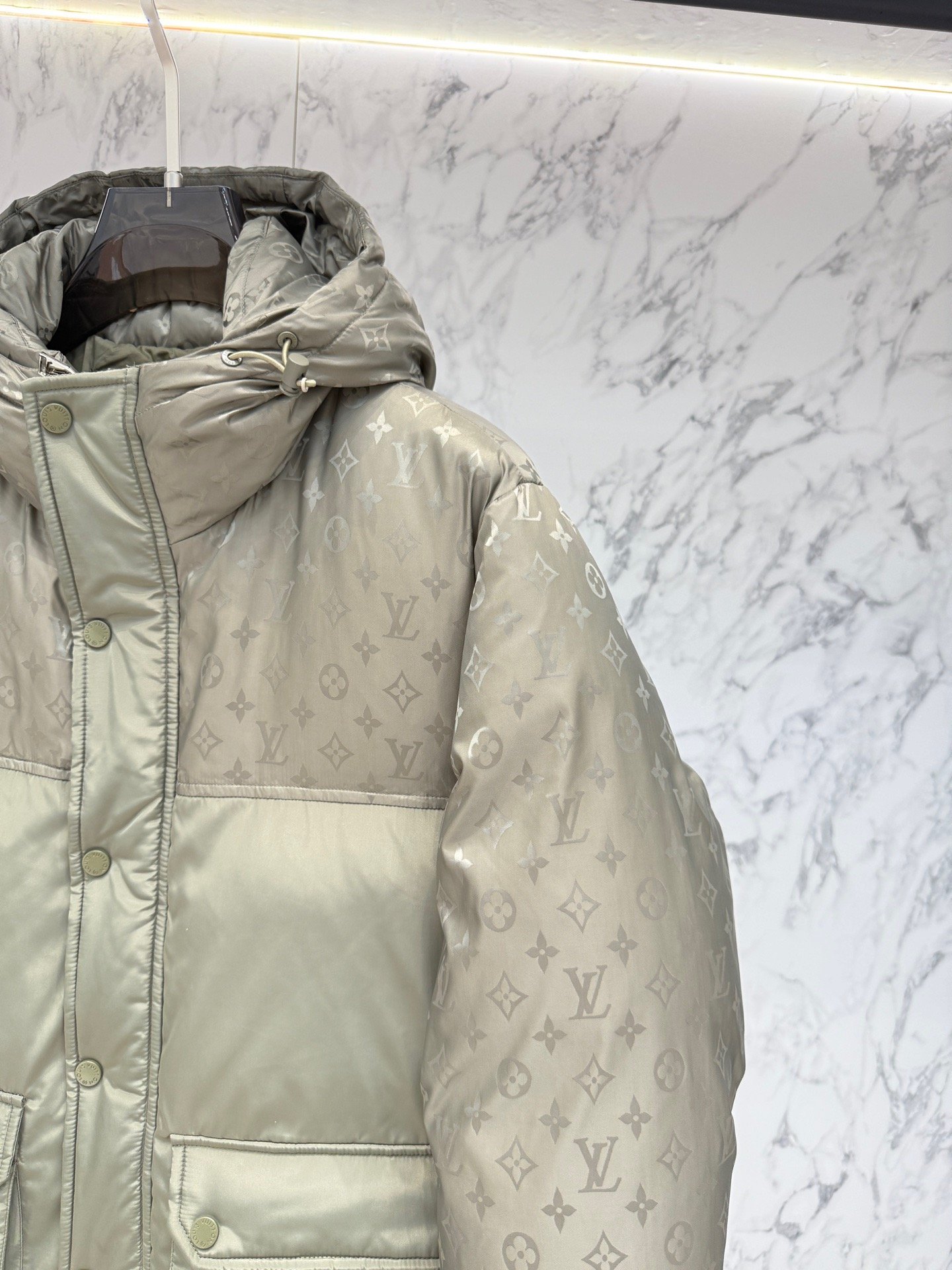 louis vuitton monogram down jacket in volcanic ash