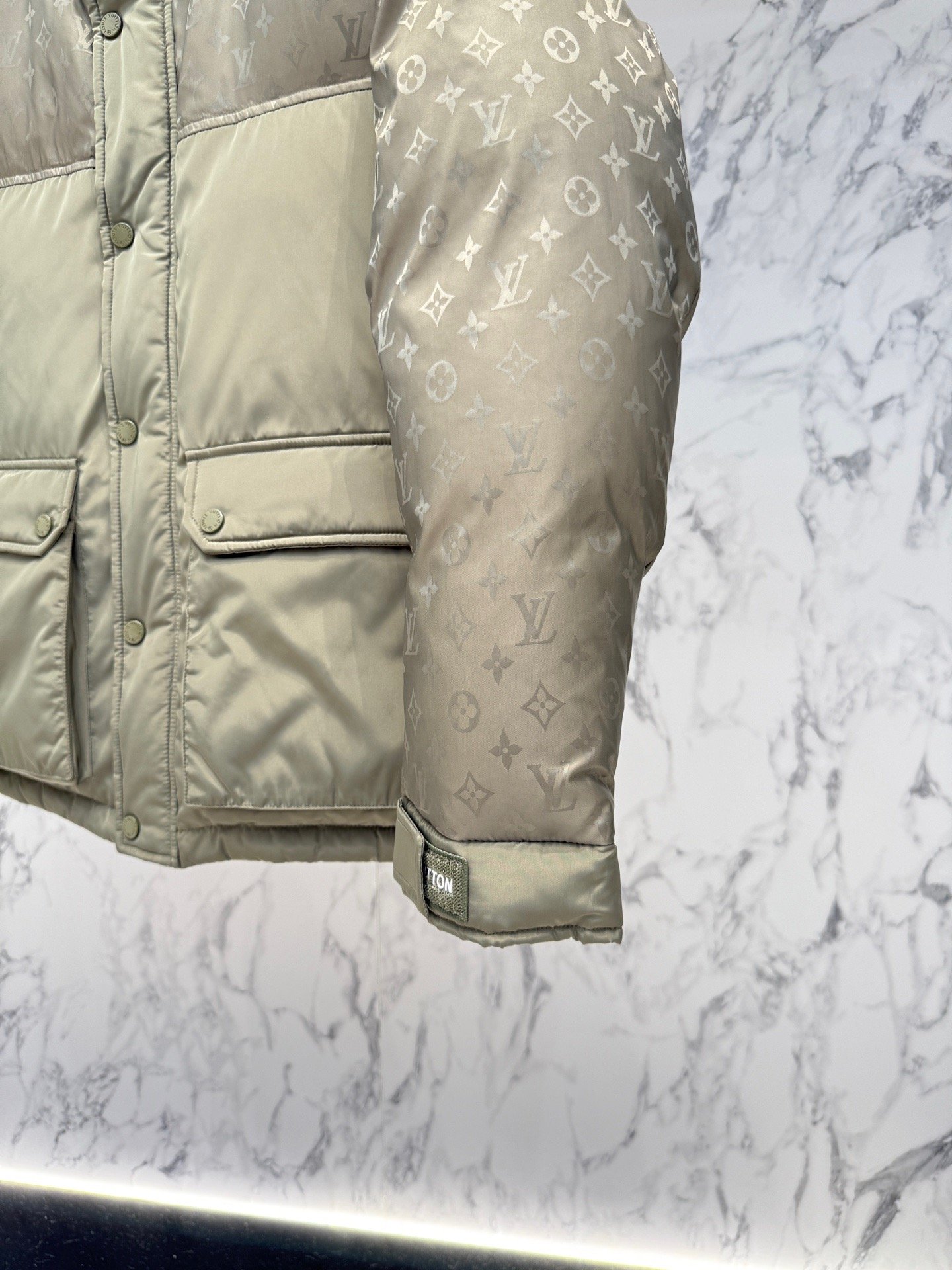 louis vuitton monogram down jacket in volcanic ash