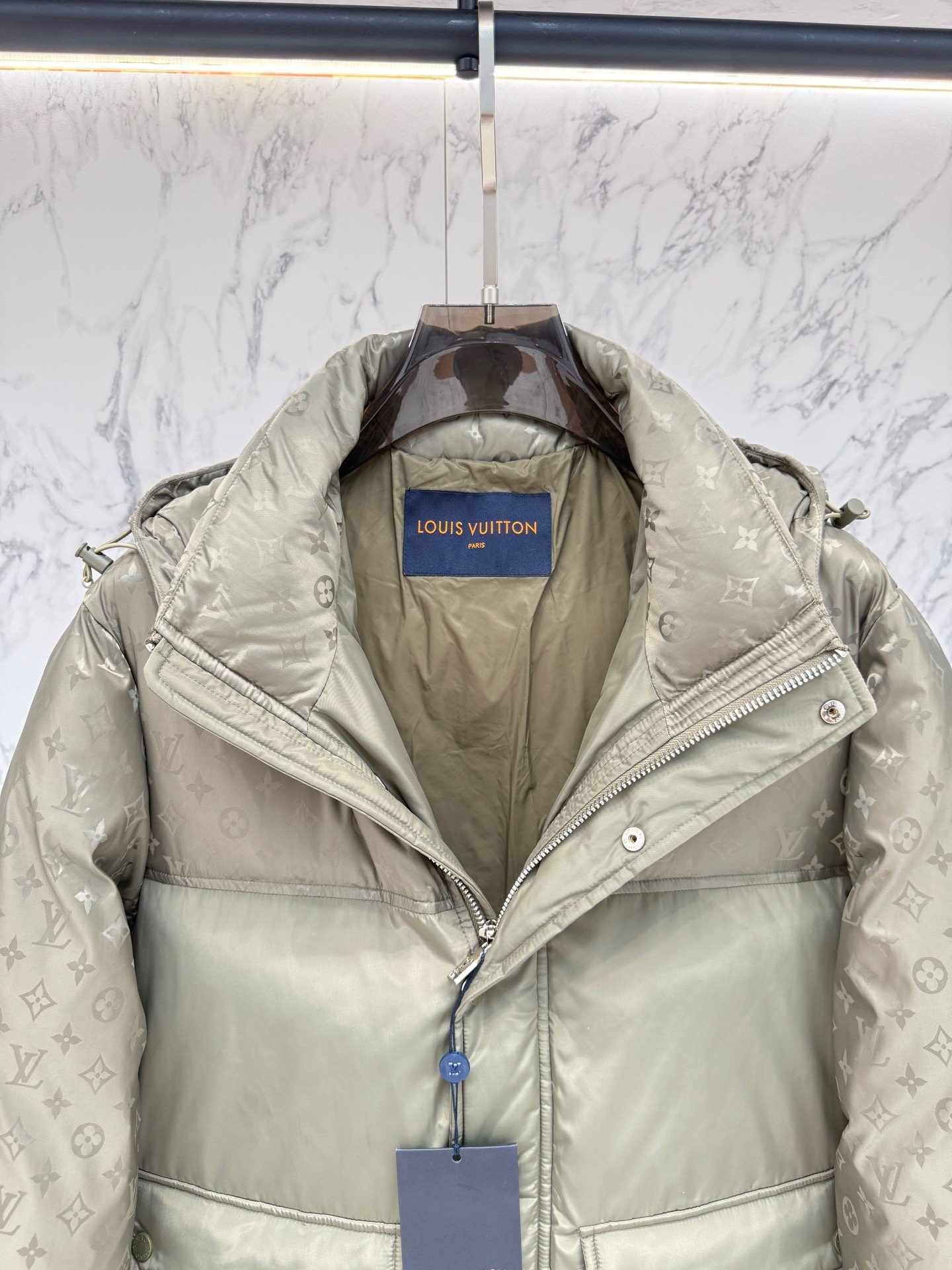 louis vuitton monogram down jacket in volcanic ash