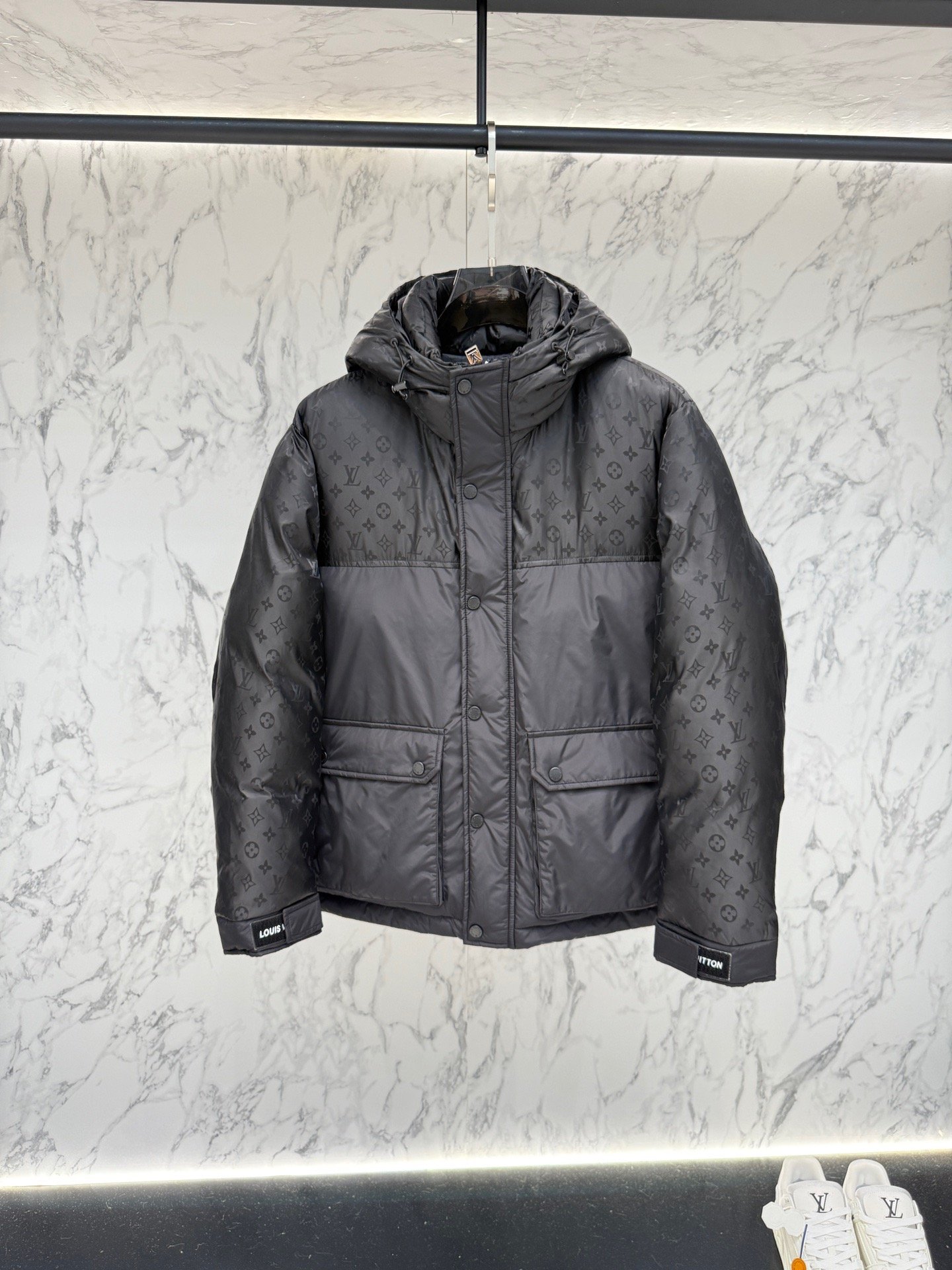 louis vuitton monogram down jacket in volcanic ash