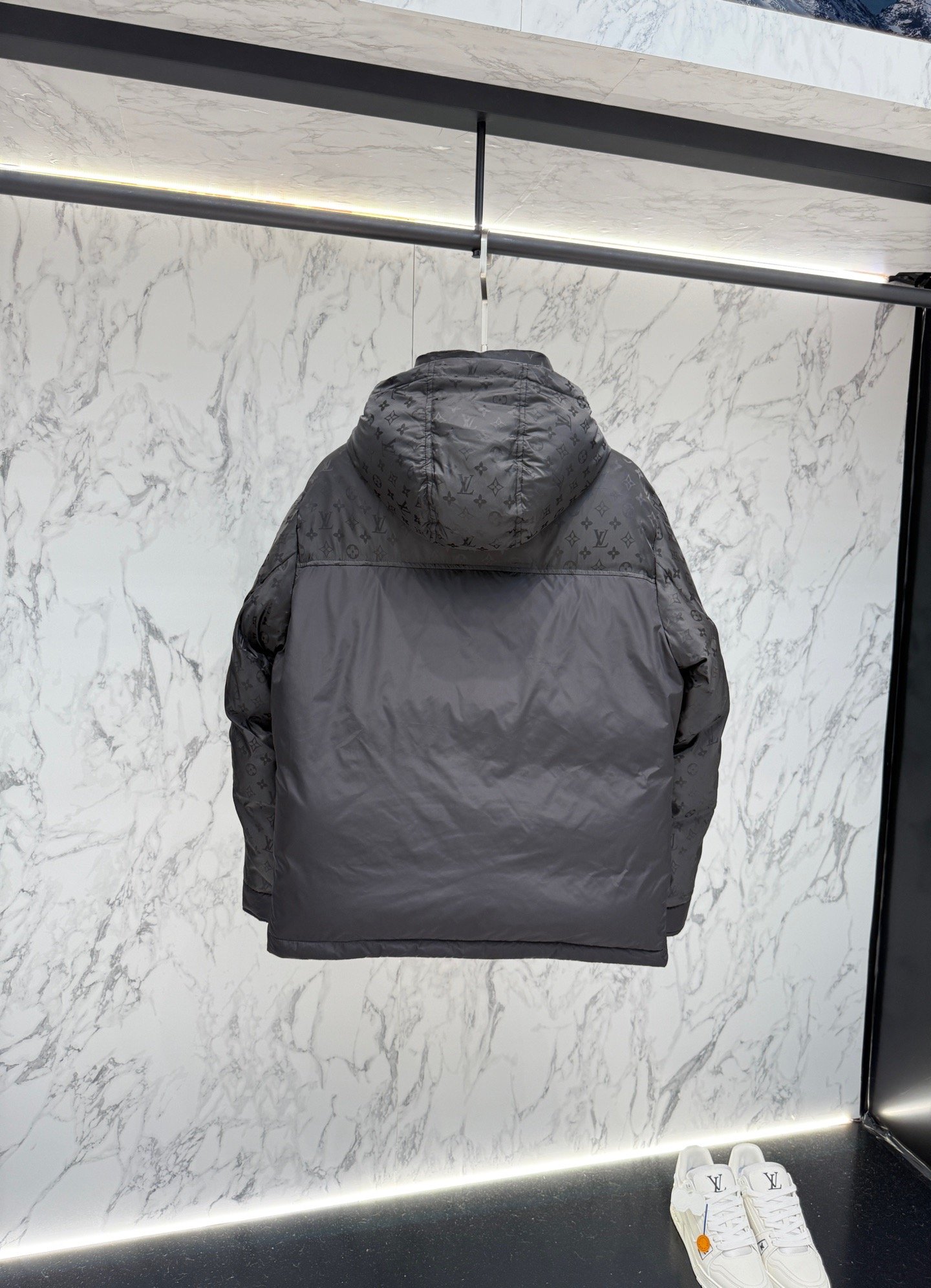 louis vuitton monogram down jacket in volcanic ash