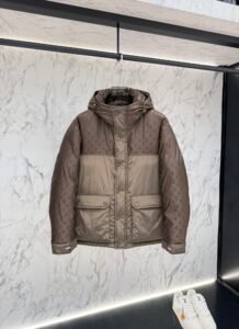 Louis Vuitton Monogram Down Jacket in Volcanic Ash bruin