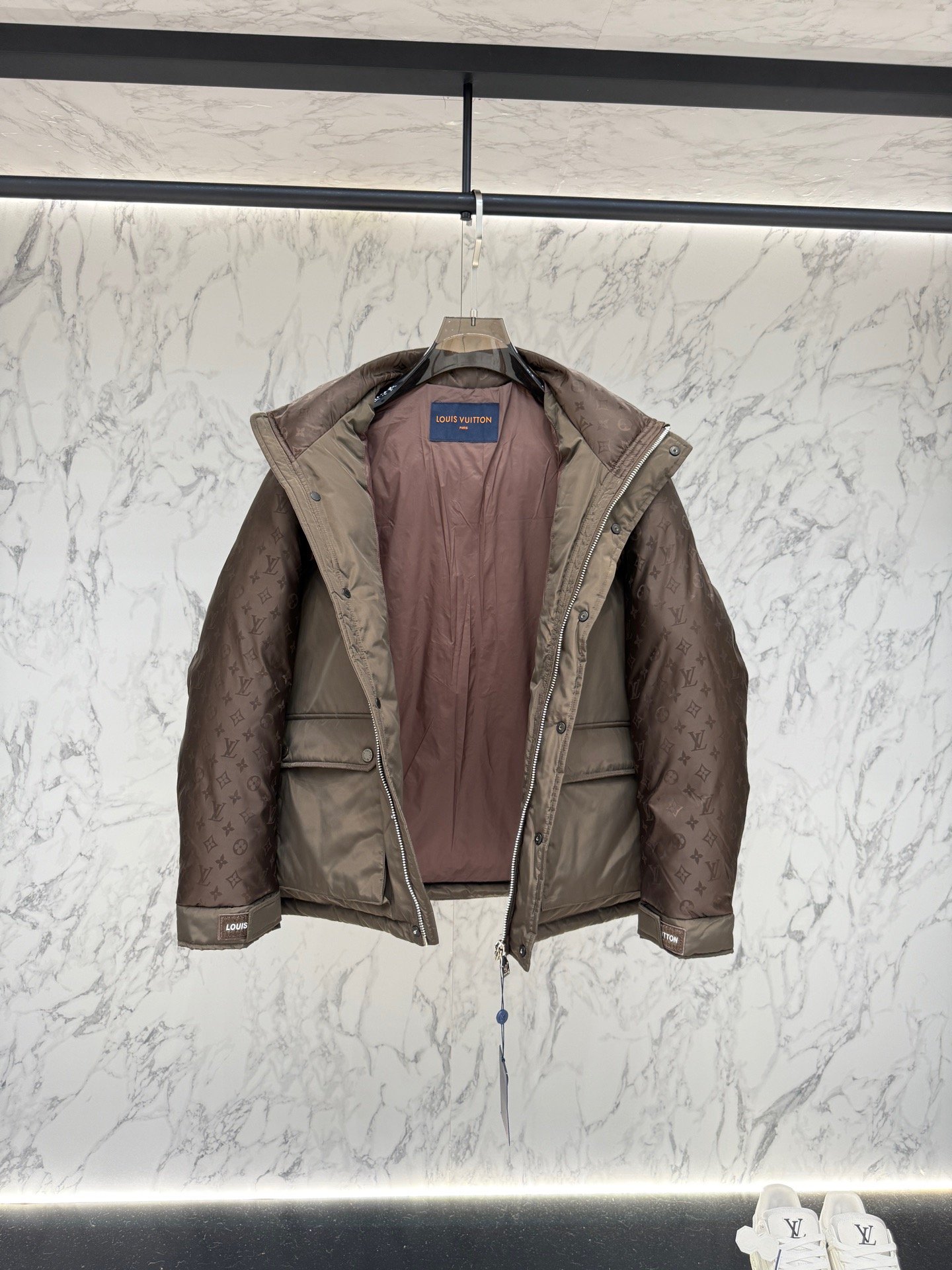 louis vuitton monogram down jacket in volcanic ash