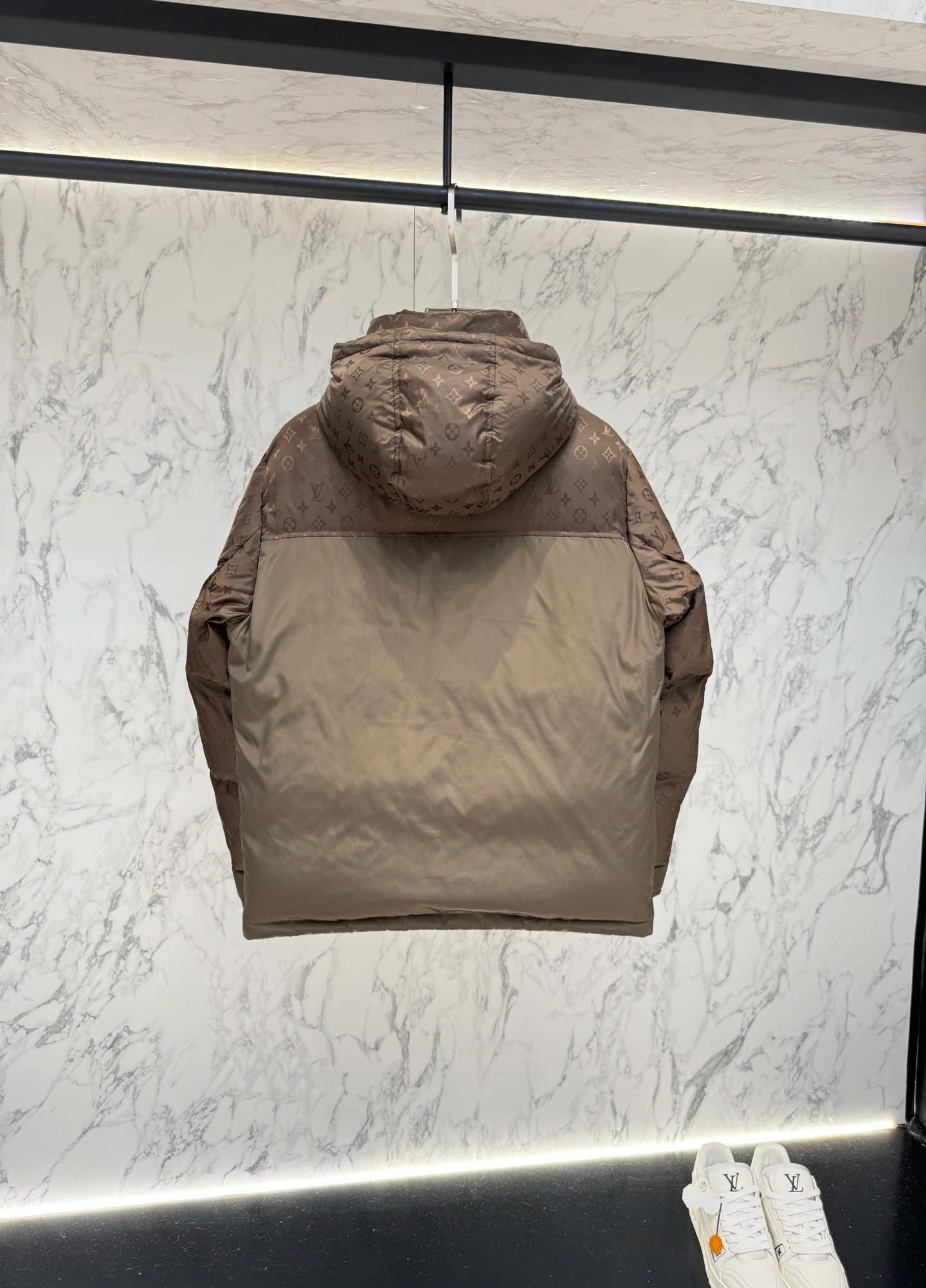 louis vuitton monogram down jacket in volcanic ash