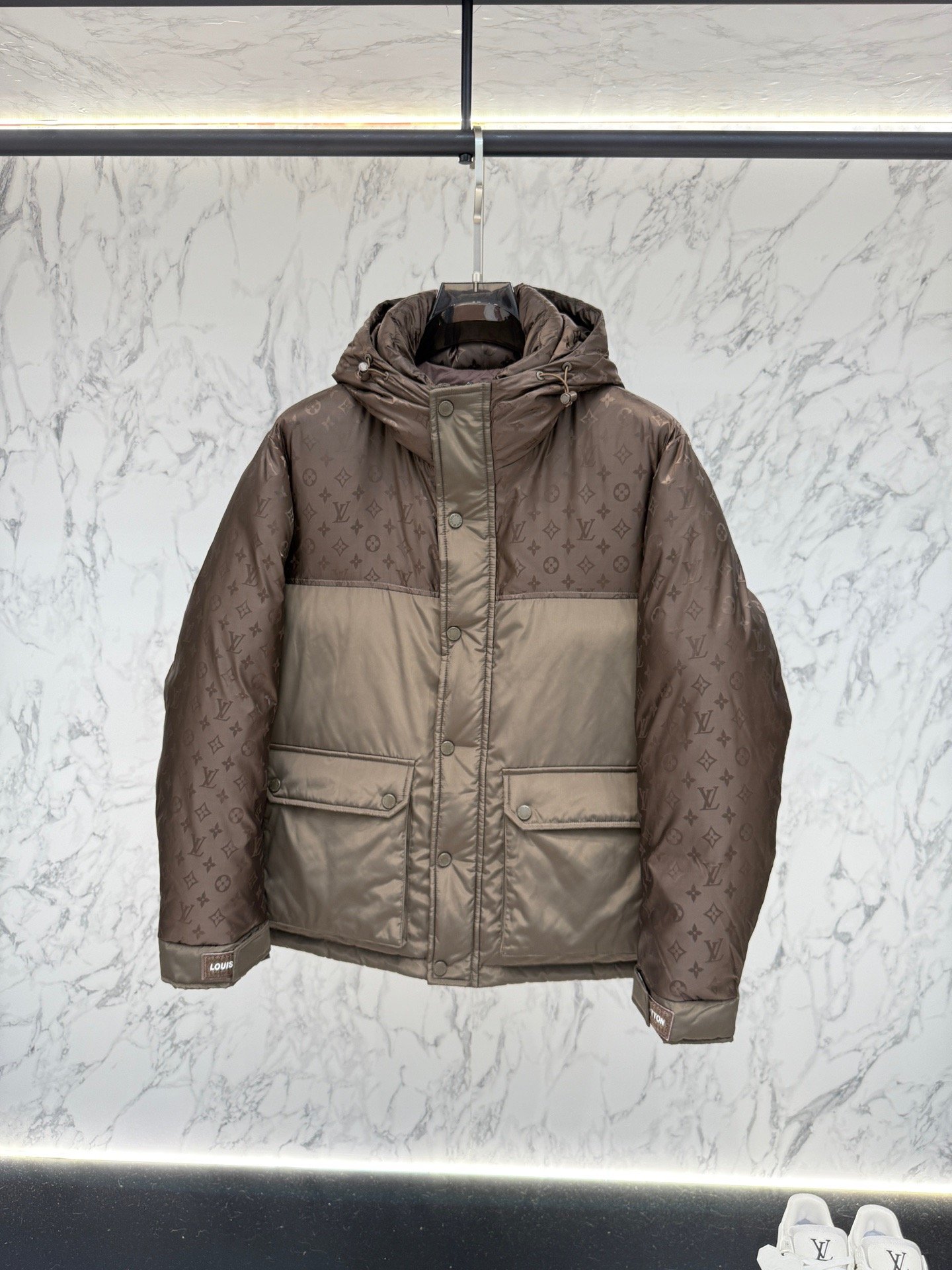 louis vuitton monogram down jacket in volcanic ash