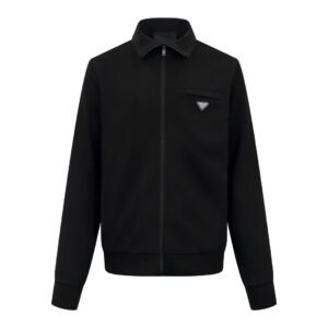 prada satin trim jersey texture jacket