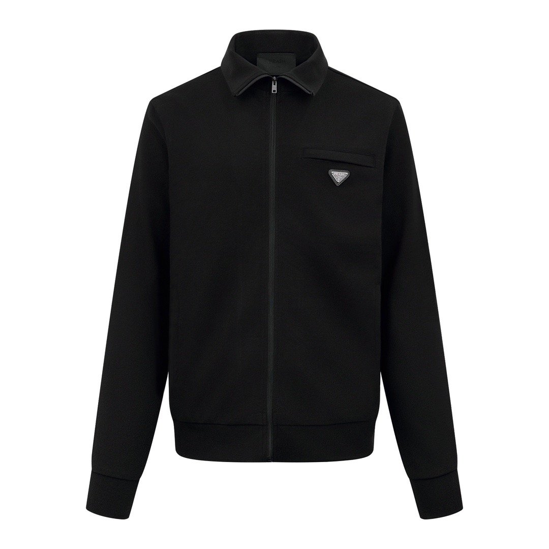 prada satin trim jersey texture jacket