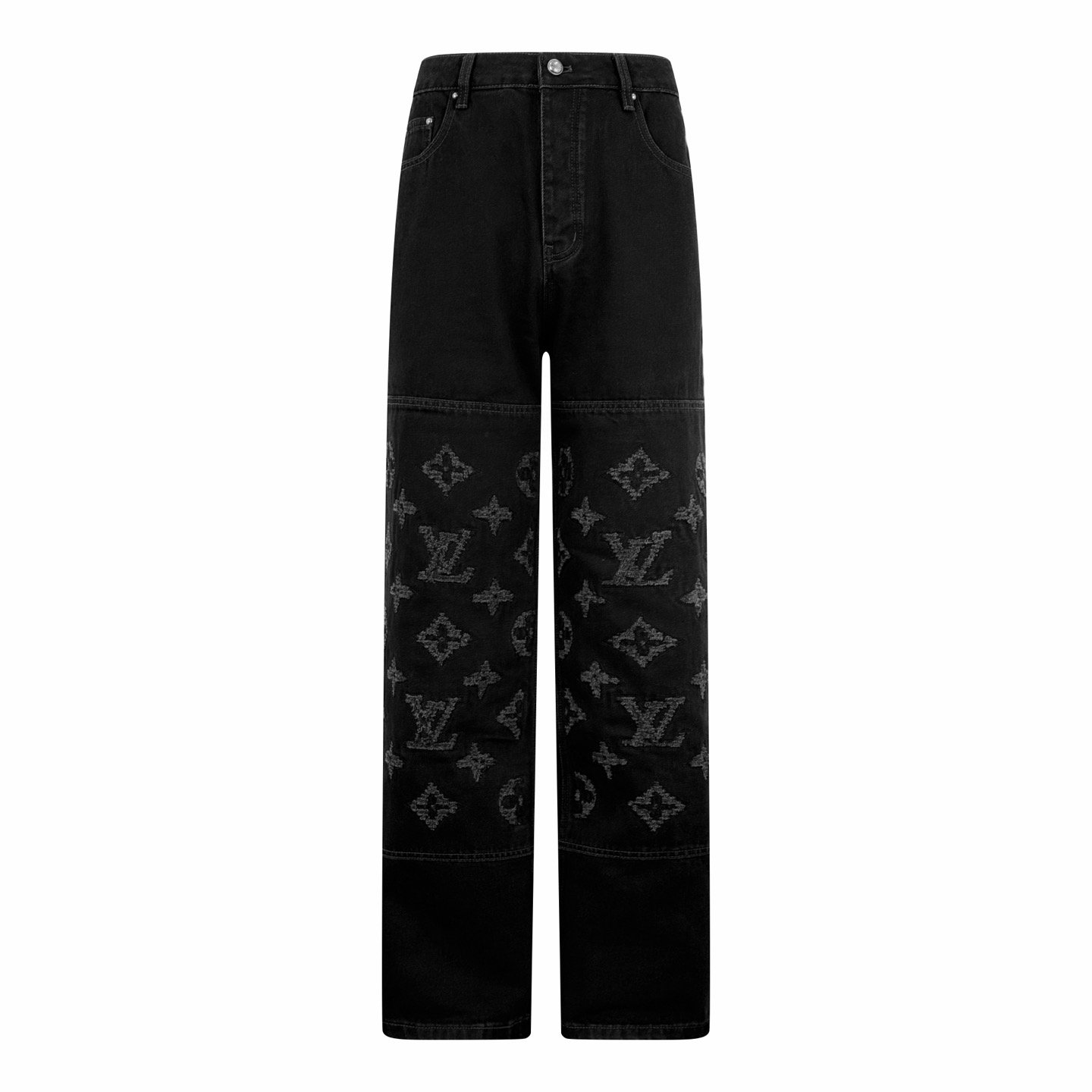 louis vuitton monogram destroy denim pants