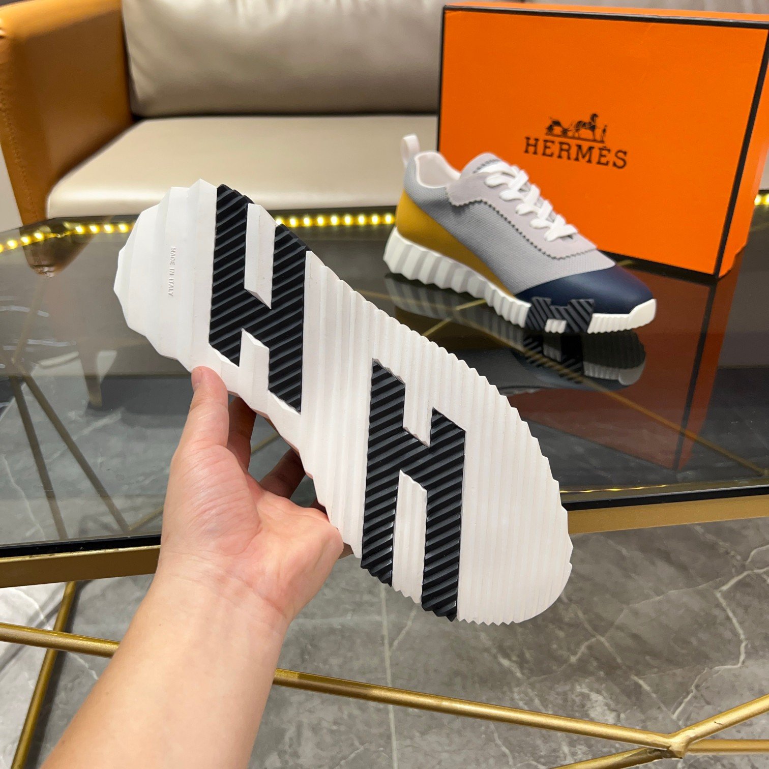 hermès bouncing satin knit and suede
