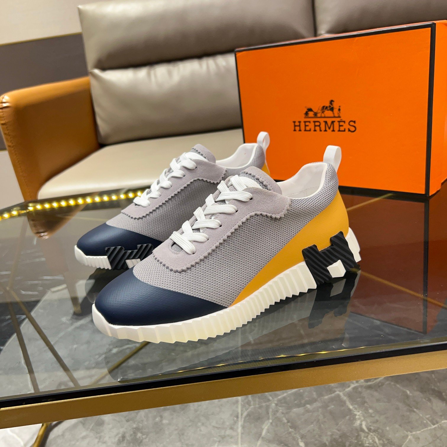 hermès bouncing satin knit and suede