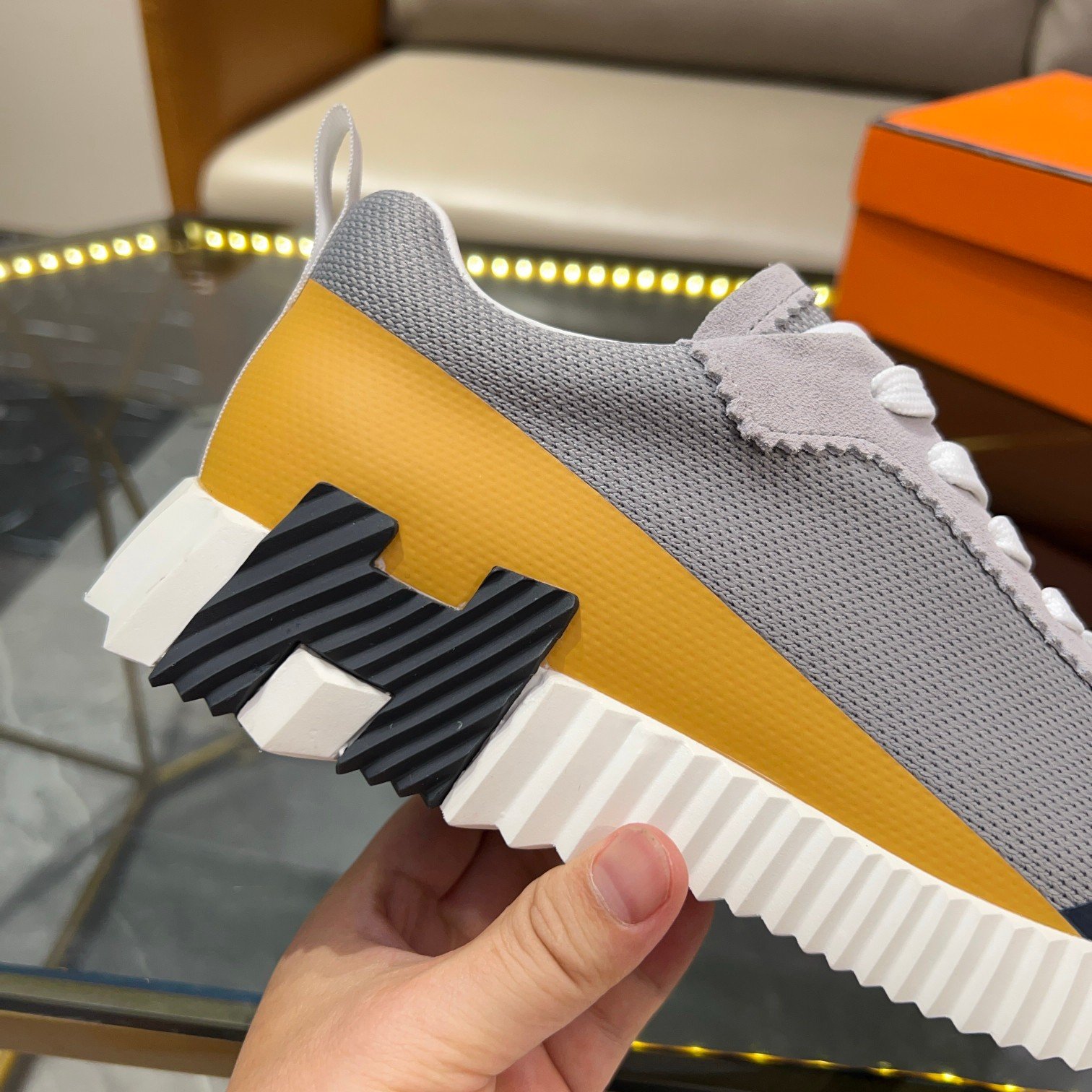 hermès bouncing satin knit and suede