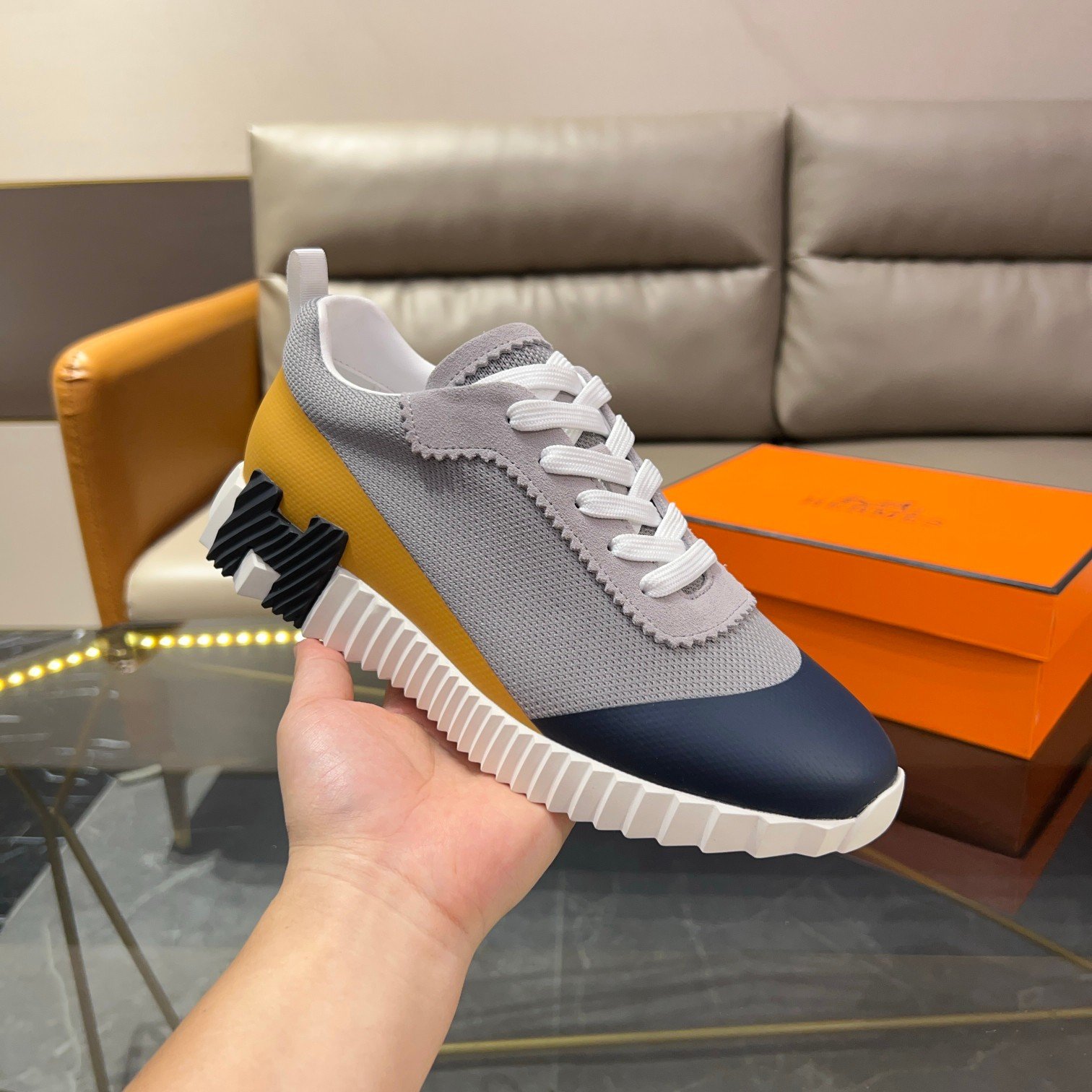 hermès bouncing satin knit and suede