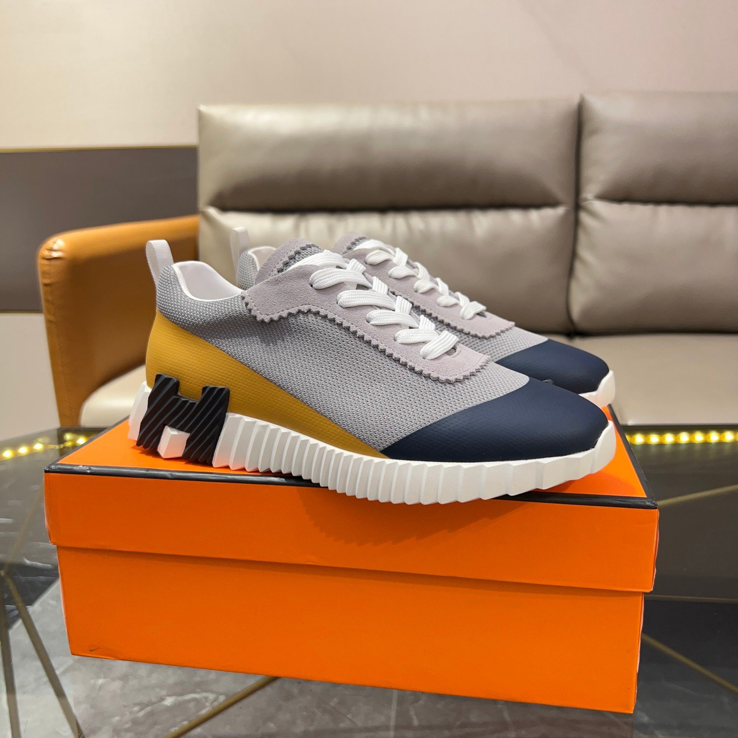hermès bouncing satin knit and suede