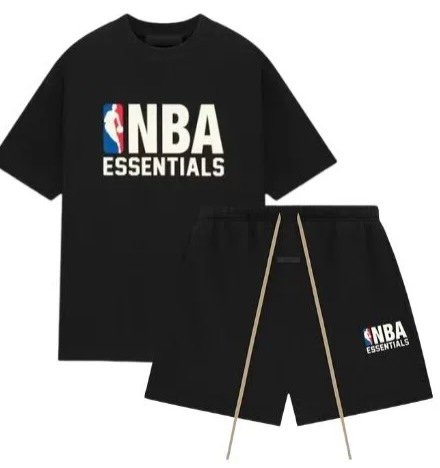 fear of god essentials nba zwart zomer set