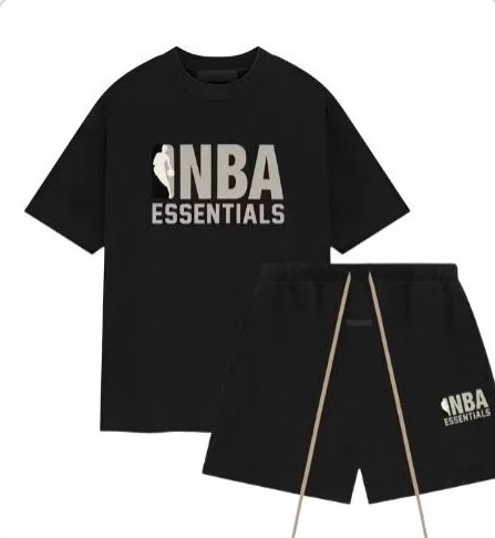fear of god essentials nba zwart zomer set